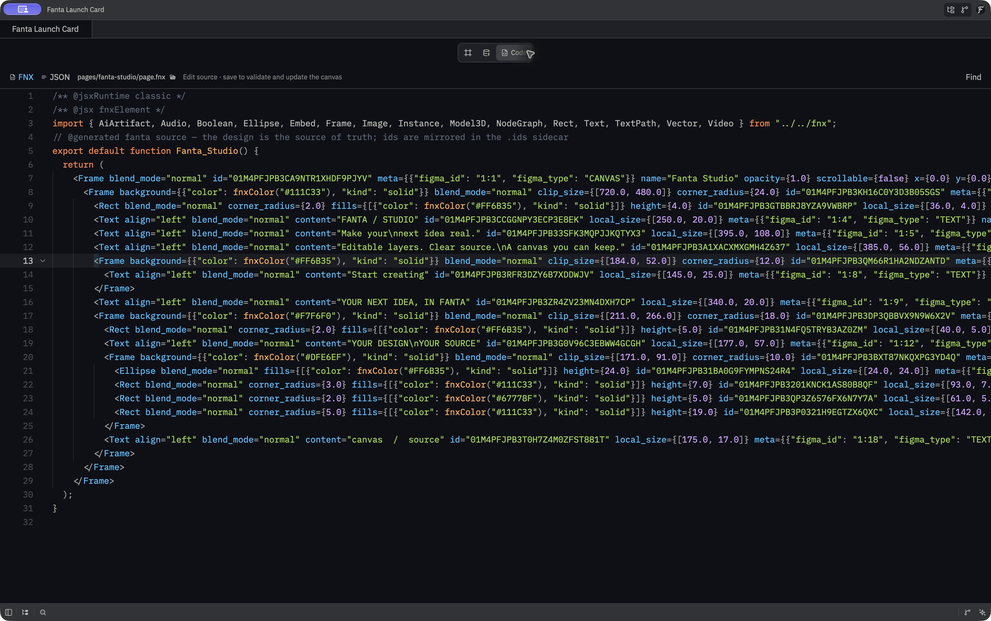 The design has a readable source