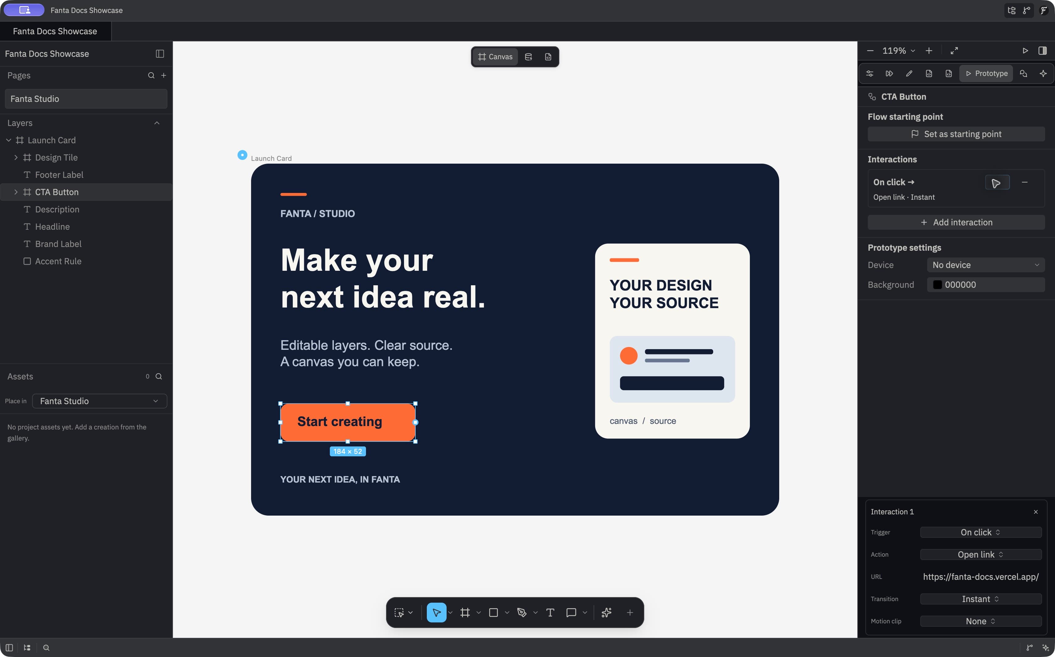 From a selected layer to an interaction