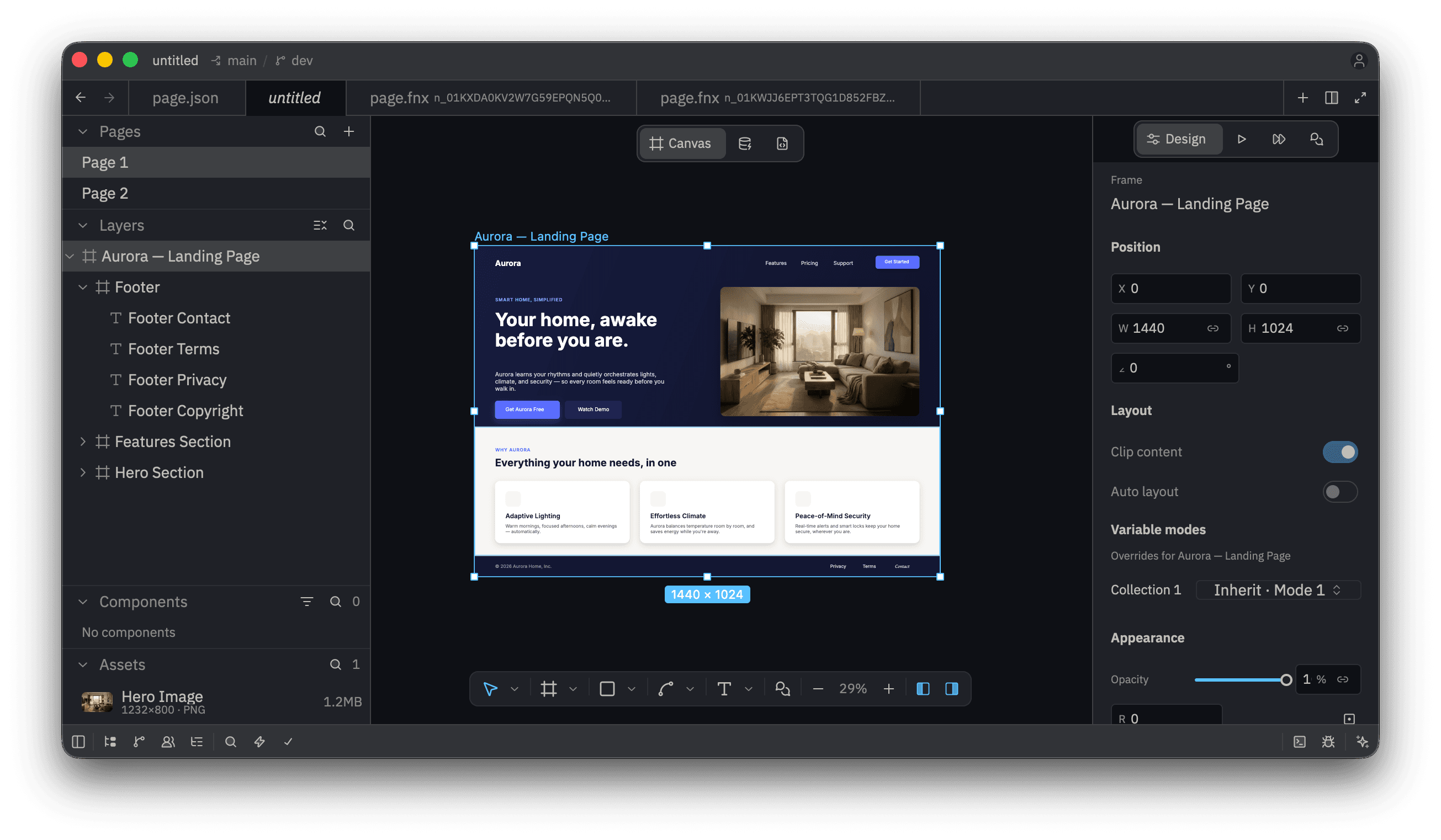 Fanta native editor showing an editable design document